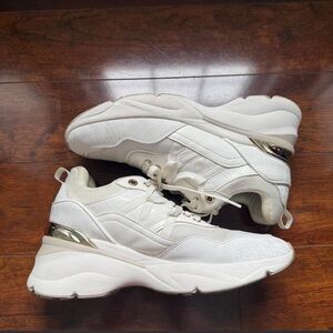 Aldo White Sneakers with Gold Accents